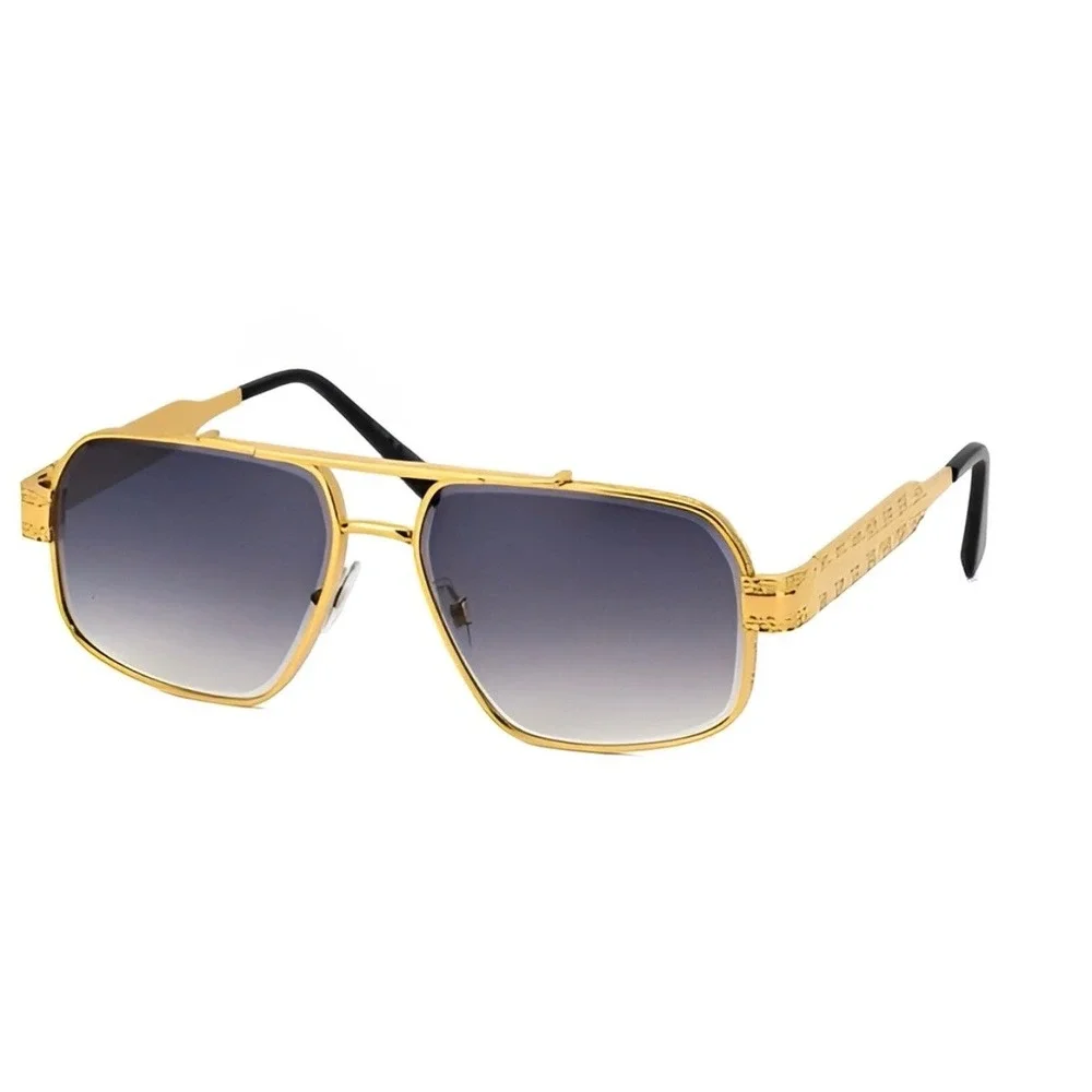 Mens Gold Square Aviator Sunglasses Bold‎ Shaped Sophisticated Classy 80's 90's